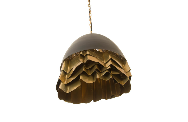 Ruffle Chandelier, Black/Brass