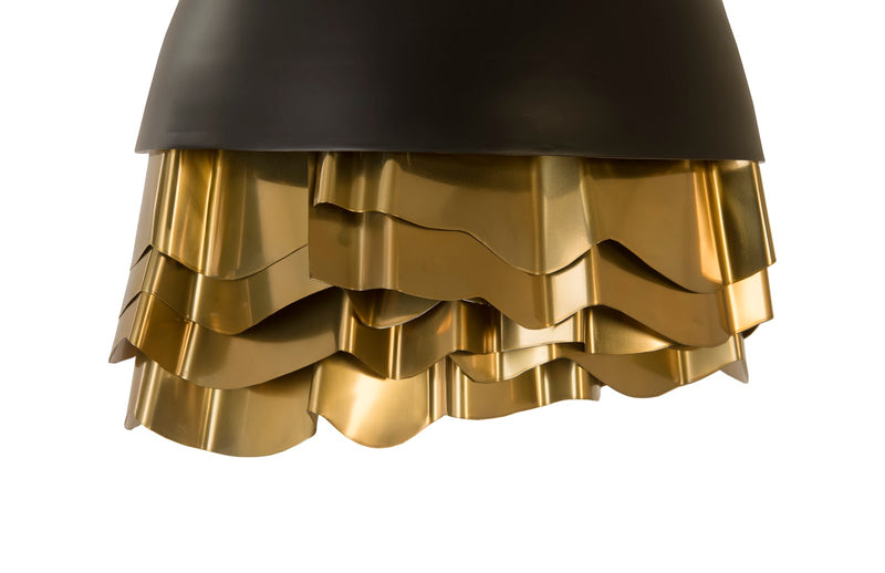 Ruffle Chandelier, Black/Brass