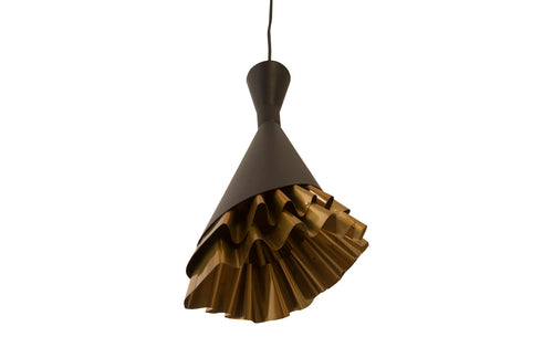 Ruffle Pendant Lamp, Black/Brass